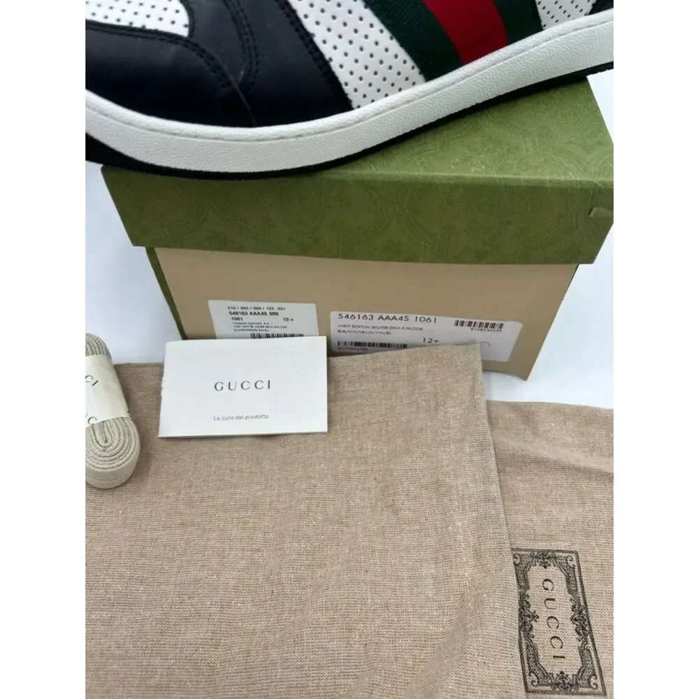 Men's Gucci screener web stripe leather sneakers size 12.5 fits 13 US